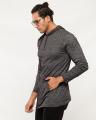 Black Polyester Cotton Hooded T-Shirt. 