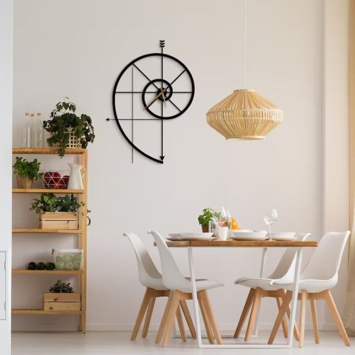 Present Era Metal  Wall Clock, Metal Wall Clock, Fibonacci Spiral Wall Clock,  Minimalist Modern Wall Clock, Unique Wall Clock, Decorative Wall Clock, New Home Gift, 3D Wall Clock, Metal Wall Hanging, Wall Clock, Clock