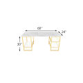 Modern Style Computer Desk Marble Effect Laminated Wood Sheet Top Rectangular Office Desk With Storage Shelf. 