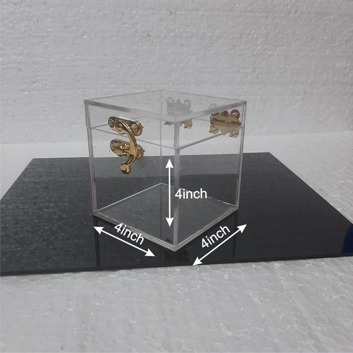 Gift Lock Box Acrylic Plastic Size 4x4x4 ,L x W x H you can customize your name