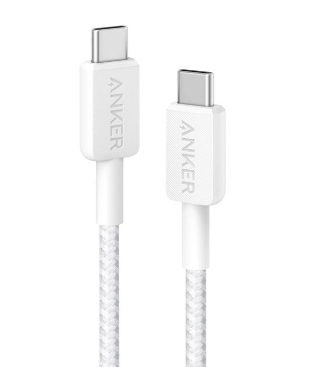 Anker 322 NYLON USB - C To USB - C Cable 60W 3ft - White