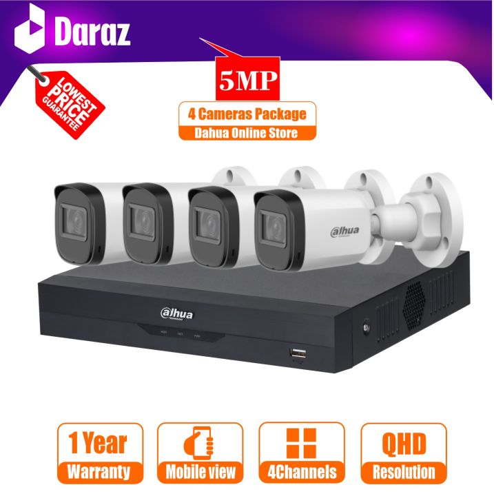 Dahua 4 Cameras Package, 5 Megapixels QHD, 4 Cameras Setup, 4 Camera, Security Camera for Home, Security Camera System for Home, Security Camera for Home Outdoor, Digital Cameras CCTV camera price in Pakistan