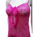 Women Net Lace Embroidery Lingerie Two Piece Night Dress Lingerie Set. 