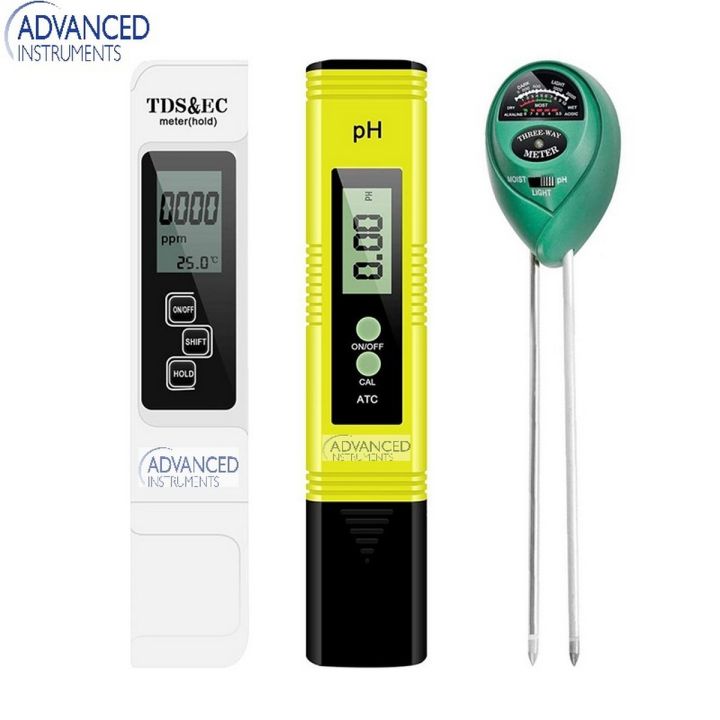 PH and TDS Meter, 3-In-1 TDS EC Temperature Tester, Test Pen and Soil Test Kit, Light & PH for Home and Garden