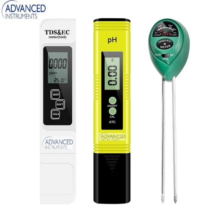 PH and TDS Meter, 3-In-1 TDS EC Temperature Tester, Test Pen and Soil Test Kit, Light & PH for Home and Garden