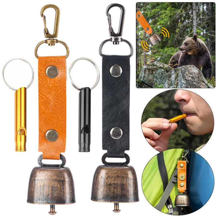 【HOT】 Loud Bear Bell With Whistle Set With Magnetic Silencer Bear Repelling Bell For Outdoor Camping Survival Hiking Climbing