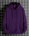 Jack Beos Dark Purple Plain Fleece Pull Over Hoodie For Men 23092023. 