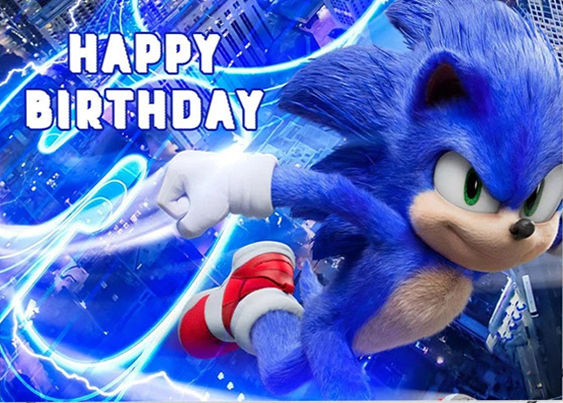 SONIC THEME BIRTHDAY PARTY BANNER ( 36 INCHES X 24 INCHES )