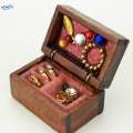 Simulation 1/12 Scale Miniature Wooden Jewelry Box Model for Home Ornaments. 