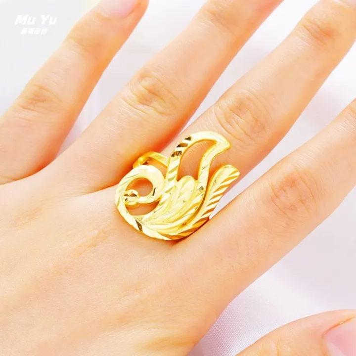 Phoneix Rig Youbo24k Ancient Style Open Adjustable Phoenix Tail Ring Copper-Plated ...