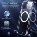 For Magsafe Transparent Wireless Charger Case For iPhone 15 Pro Max Magnetic Case Clear Cover. 