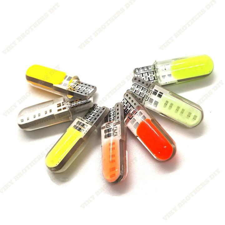 Car Parking LED Bulb Silicon T10 Large COB LED CANBUS Meter LED Light Universal Waterproof DC 12V 2PCS