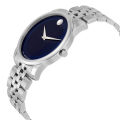 Movado Museum Classic Silver Stainless Steel Blue Dial Quartz Watch for Gents - 606982. 