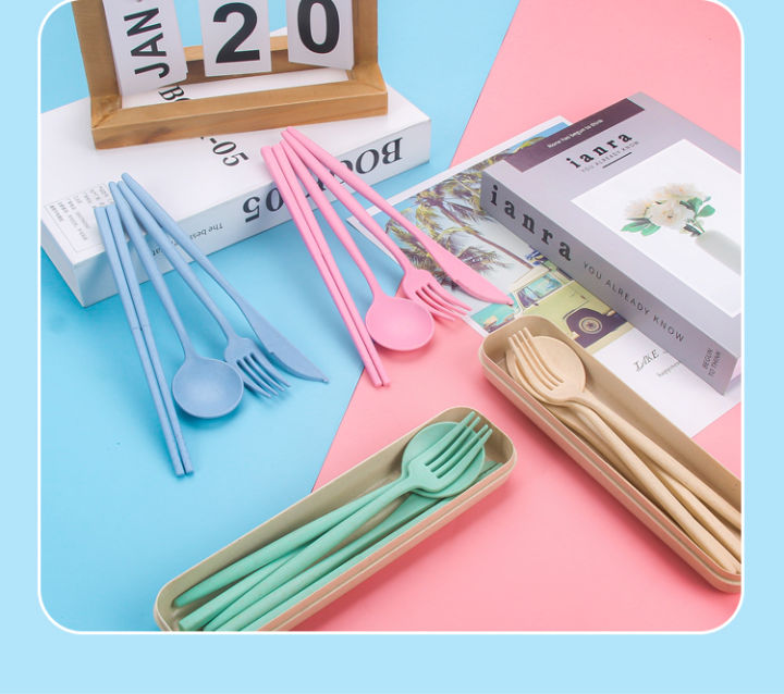 Spoon%20Fork%20Chopsticks%20Knife%20Box%20Wheatstraw%20Natural%20Plastic%20Cutlery%204%20Pcs%20Set%20-%20Image%206