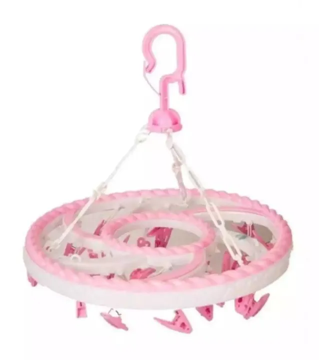 Baby%20Cloth%20Hanger/Baby%20Clothes%20Hanger%20With%20Clips/Baby%20Clothes%20Hanging%20Stand%20for%20Drying%2020-24%20Clips%20(Different%20Colors)%20-%20Image%202