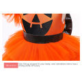 Little Girls Halloween Princess Dress, Pumpkin Printed Back Zipper Large Bowknot Layered Mesh Patchwork Irregular One-Piece. 