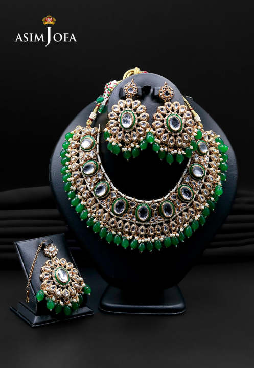 Asim Jofa Jewelry Earring Set AJJSE-174 Ladies Gold Plated Jewelry with Pearl And Stone Work