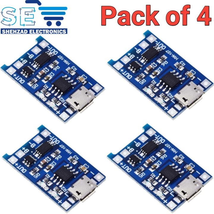 4PCS TP4056 Lithium Battery 18650 Charger Module 1A With Battery Protection BMS