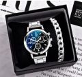 business steel straps round dial wrist watches hand watch-silver watch. 