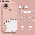 Jizetin for Redmi 9C / Redmi 10A Back Cover Funny Bear Lambskin Texture PU Leather Back For Girls Boys Soft Phone Case. 