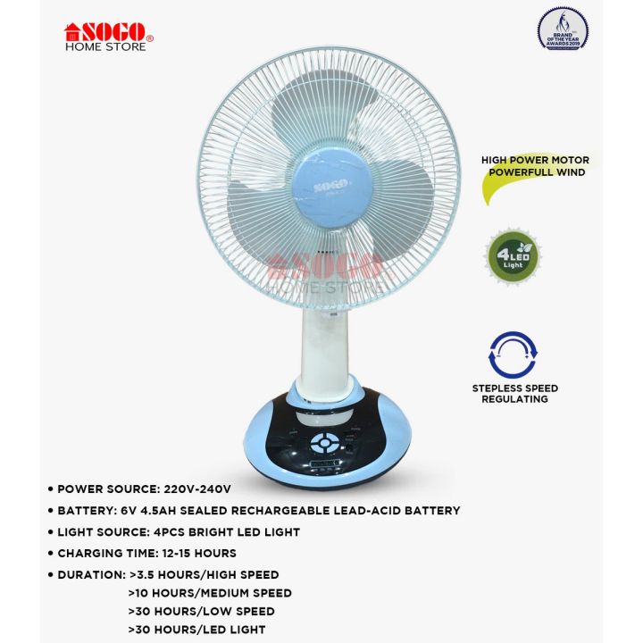 Sogo Rechargeable Table/Desk Fan (JPN-630)