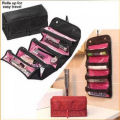 Makeup Bag Cosmetic Hanging Organizer Roll N Go Roll Up Foldable Clear Case Pouch Toiletry. 