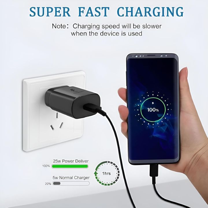 Samsung%2025W%20USB%20C%20Port%20Charger%20with%20Cable,%20Type-C%20Super%20Fast%20Android%20Phone%20Wall%20Charging%20Compatible%20with%20Samsung%20Galaxy%20A31/A32/A33/A34/A55/A22/A16/M14/A54/A52/A51/S23%20fe,%2025%20w%20Charge%20Adaptor,%20Black%20-%20Image%204