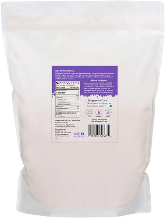 NuNaturals White Stevia Powder, All Purpose Natural Sweetener, Sugar Free 5grams