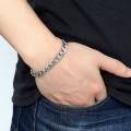 Pack of 2 Silver Stainless Steel Cuban Link Neck Chain and Wrist Bracelet Band for Men / Boys. 