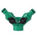 Two Way Pipe Divider Hose Splitter Garden Water Tap Adapter With Valve. 