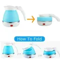 Fast Water Boiling 600 ml Portable Kettle Travel Kettle Foods Boils Quickly Silicone Small Collapsible Foldable Electric Sports Bottles Home appliances. 