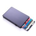 Blue Slim Men's Aluminum + Plastic RFID Card Wallet Thin Pop Up ID RFID Card Holder For Man Metal Card Case For Women Female. 