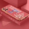 Casing vivo y21 y21s y33s y21a y21t Phone Case Plating Straight Edge Silicone Phone Case Beautiful Butterfly design with Tassel Lanyard. 