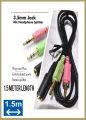 Audio Y Splitter Cable for PC Laptop Gold Plated 2 Male to 1 Female 3.5mm Headphone Earphone Mic 1.2 meter length. 