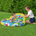 4 Ft Bestway 52378 Inflatable Splash & Learn Kiddie Swimming Pool For Kids Solid Shape Sorting Wall Colorful Swim_Pool With Vinyl 4 Inch Depth Water Splash Kid Learn Play Fun Party Game Outdoor & Indoor Picnic With Family Fast, Simple & Easy. 