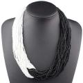 Claire Jin Handmade Small Beads Contrast Color Two Tones Necklace Women Fashion Multi Layer Vintage Necklaces Bohemian Jewelry. 