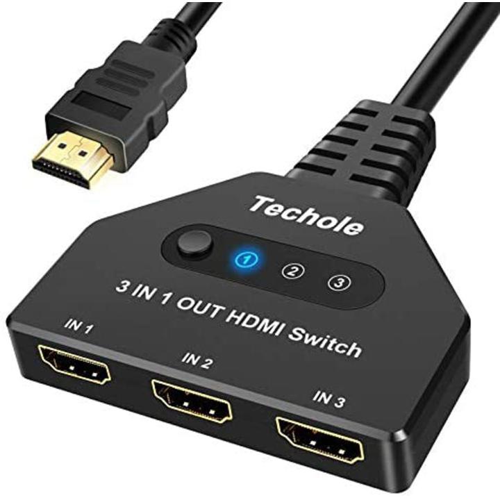 Techole HDMI Switch 4K, HDMI Switch 3 In 1 Out with HDMI Cable，3-Port HDMI Splitter Manual HDMI Switcher, Support 4K 3D 1080P, Plug and Play for Xbox, PS4, PS3, Blu-Ray Player, DVD, HDTV