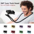 Lazy Bendable Flexible Hang Neck Phone Holder 360 Degree Rotation Mobile Stand - Black. 