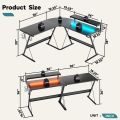 55 inch L-Shaped Gaming Computer Desk with Monitor Stand Home Office Corner Desk  Black & Brown)  (Customised). 