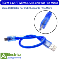 30cm 1.64FT USB Cable for Uno R3/Nano/MEGA 2560/Leonardo/Pro Micro/DUE High Quality Mini / Micro USB 0.3M for Arduino by Electrica. 