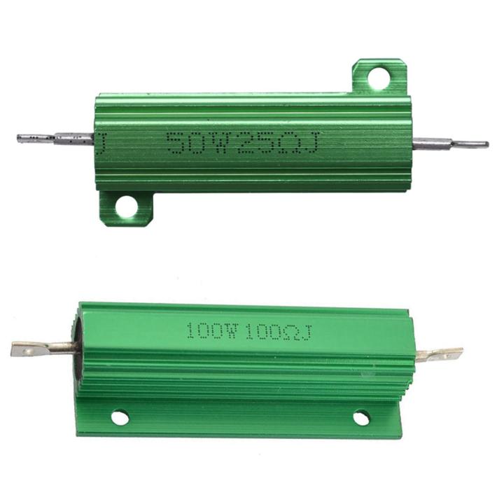 2 Pcs Aluminum Shell Wirewound Resistor Green 100W 100 Ohm & 50W 25 Ohm