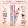 Electric Hair Remover Trimmer For Women，Rechargeable 2 in 1 Flawless Facial Razor，Painless Eyebrow Removal Shaver With LED Light For Lip Chin Bikini Fuzz Mustache. 