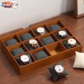 12 Slots Natural Oak Wood Cedar Wood Watch Organizer Tray With Lacquer Smart Watch Storage Case. 