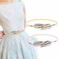 New Style Leaf Belt for Women Lady's Fashion Stretchable Alloy Leaf Waist Belt Waistband for Girls Elasticated Adjustable Size Leaf Belt for Girls. 