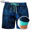 Swimming Shorts Soft Fabric Double-layer Elastic Waist Drawstring Men Swimwear. 