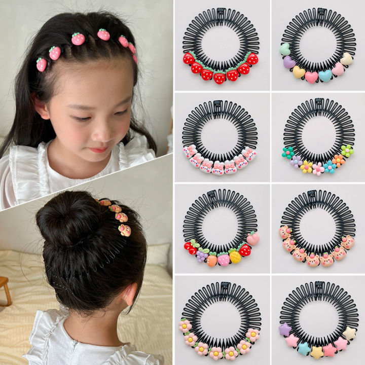 1pc Broken Hair Artifact Girls Children Forehead Back Head Broken Hair Arrangement Hairpin Round Disc Hair Comb For Girls Babies