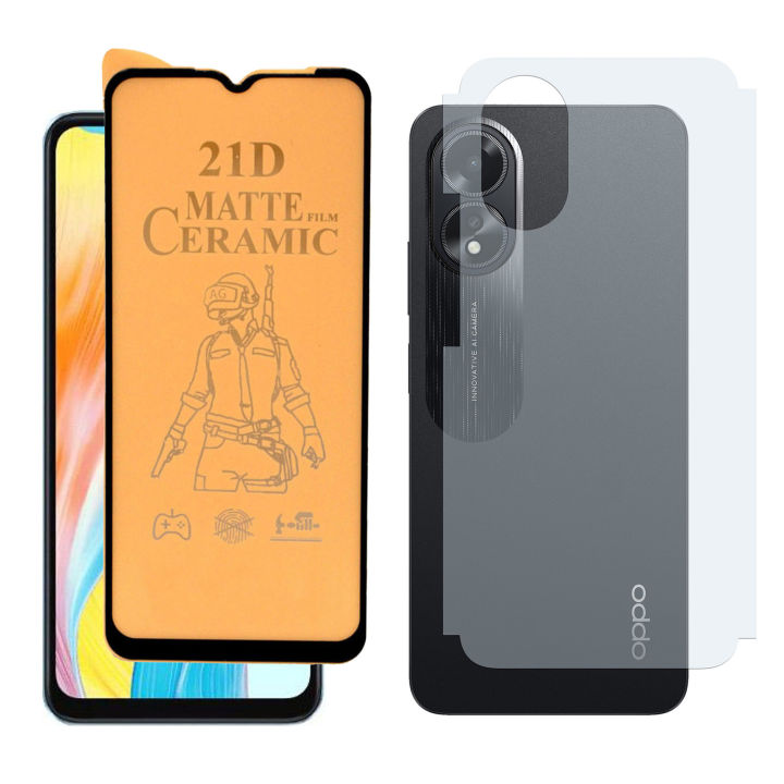 Oppo A18 Matte Glass Protector Ceramic Glass + Back Matte Protector Soft Skin Sheet Soft Film Protector For Oppo A18