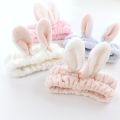 Women Cute Coral Fleece Rabbit Ears Elastic Headbands Soft Wash Face Bath Hairbands Girls Holder Turban Hair Accessories. 