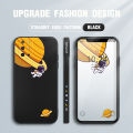 Jizetin for OnePlus 8T Case Creative Cartoon Astronaut Orbits Saturn Side Design Phone Cover Square Edge Pattern Liquid Silicone Phone Cases. 