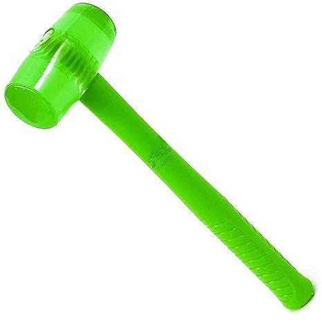 Perfect Double-Sided Rubber Hammer Round Non-Slip Metal Plastic Handle Installation Hammer for Tile Flooring Construction Tool (Color : Metal Handle L)